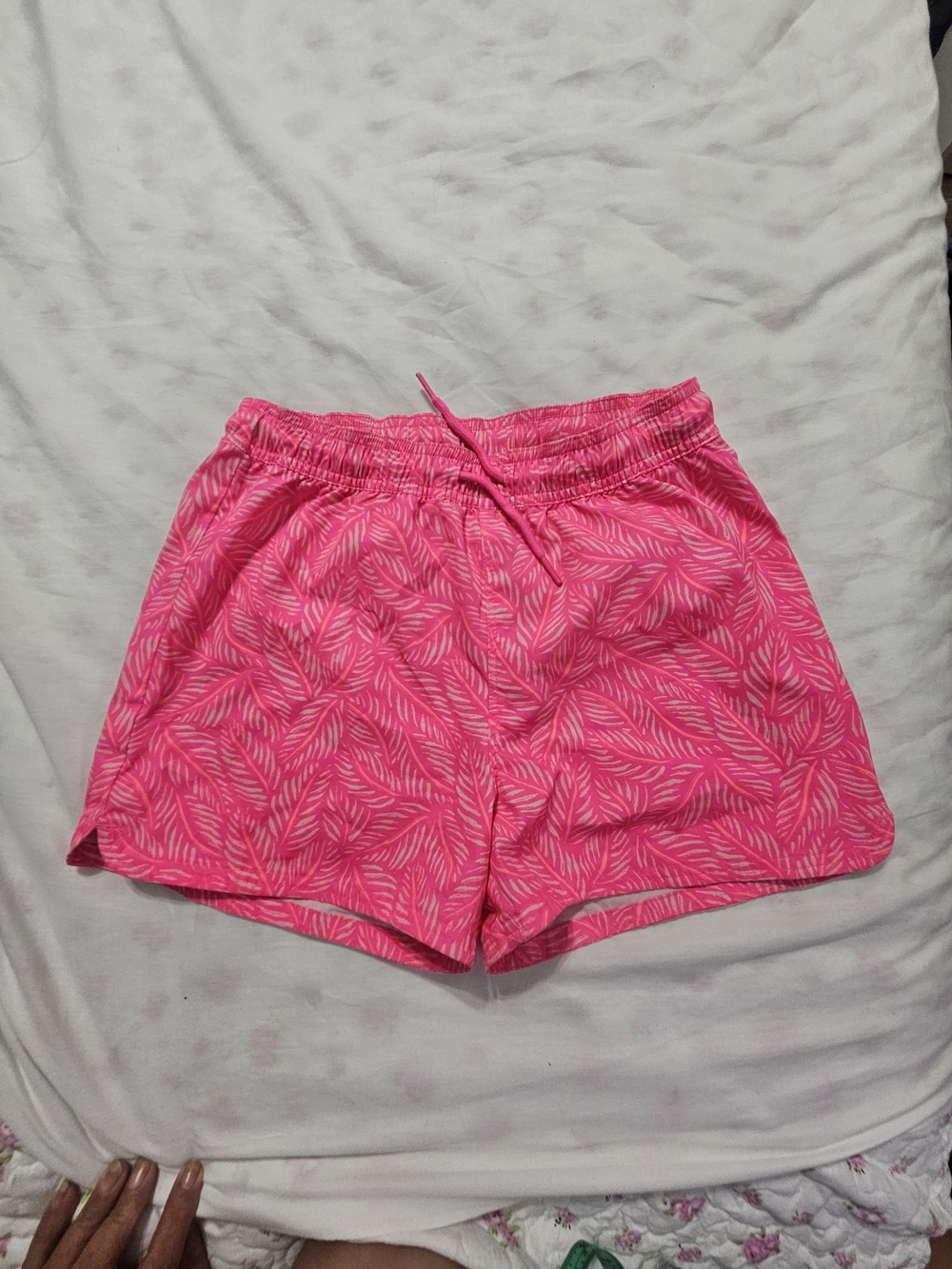 Vineyard Vines Hot Pink Leaf-Print Drawstring Shorts